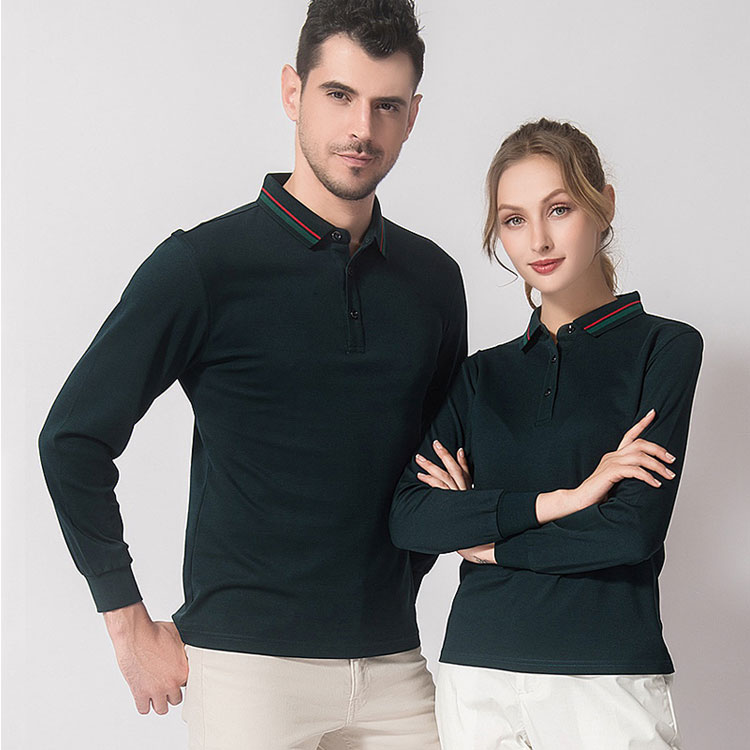 铜氨珠地长袖POLO衫