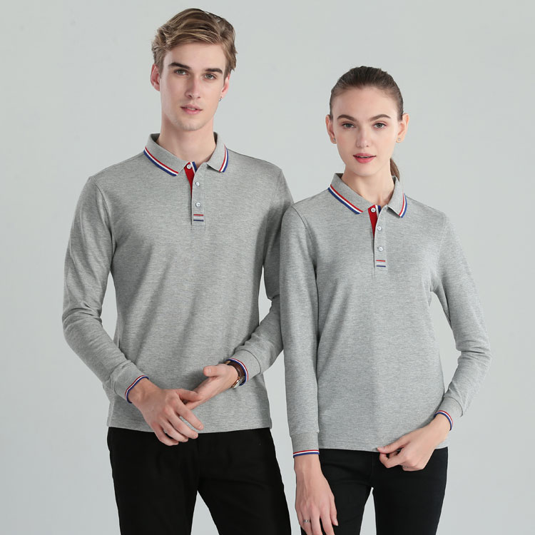 铜氨珠地长袖POLO衫