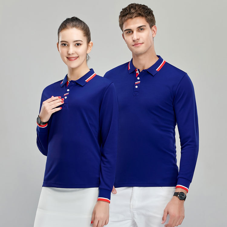 莱赛尔棉长袖翻领T恤衫