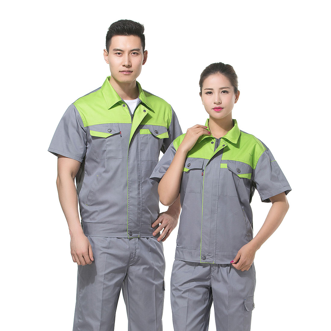 牛角拼色工服套装