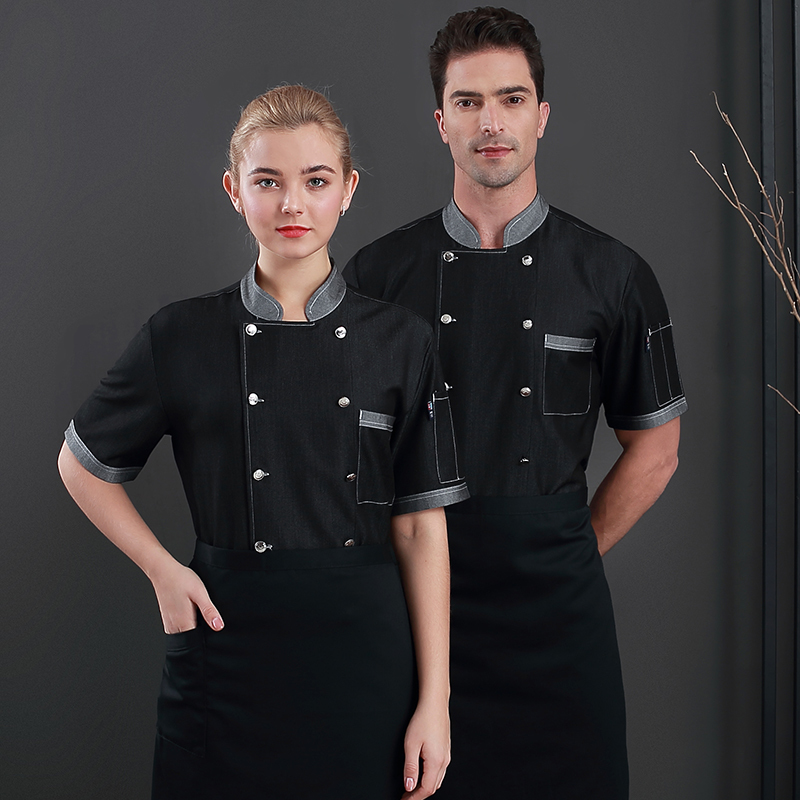 牛仔双排扣厨师服