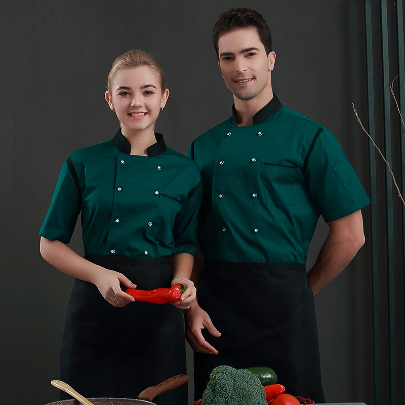短袖涤棉透气厨师服