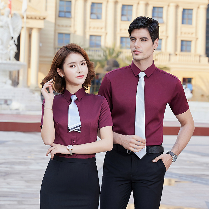 细斜纹微弹修身衬衫（男+女）(图7)