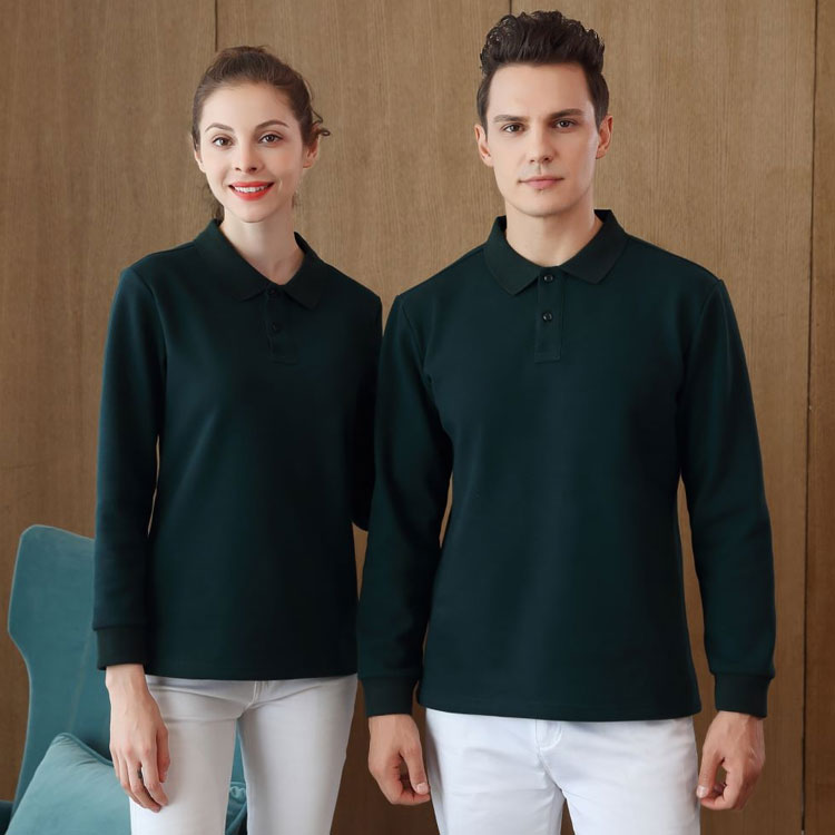 全棉超柔绒翻领长袖polo衫