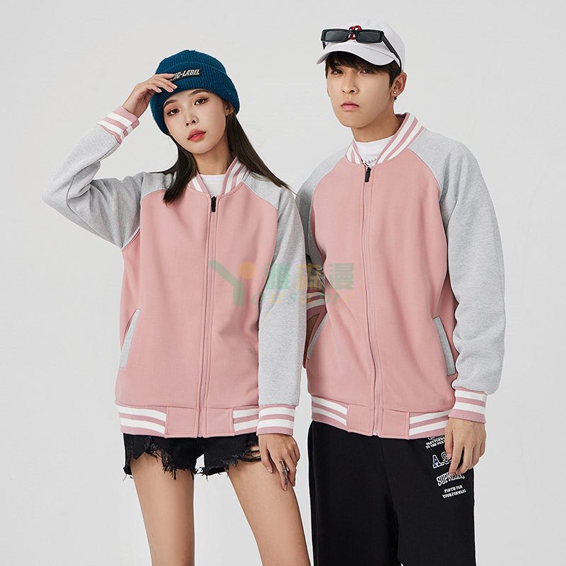 插肩拉链款棒球服