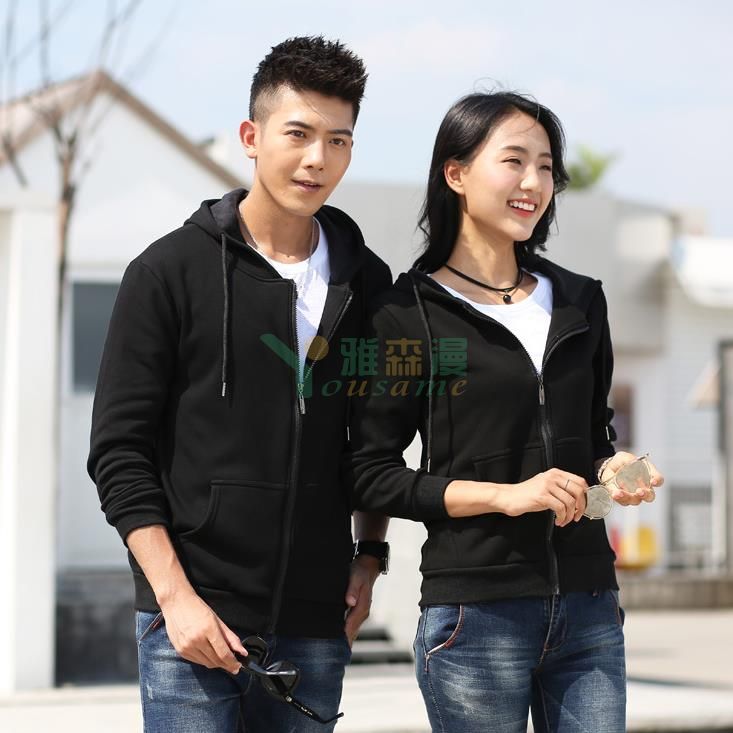 拉链连帽不倒绒卫衣