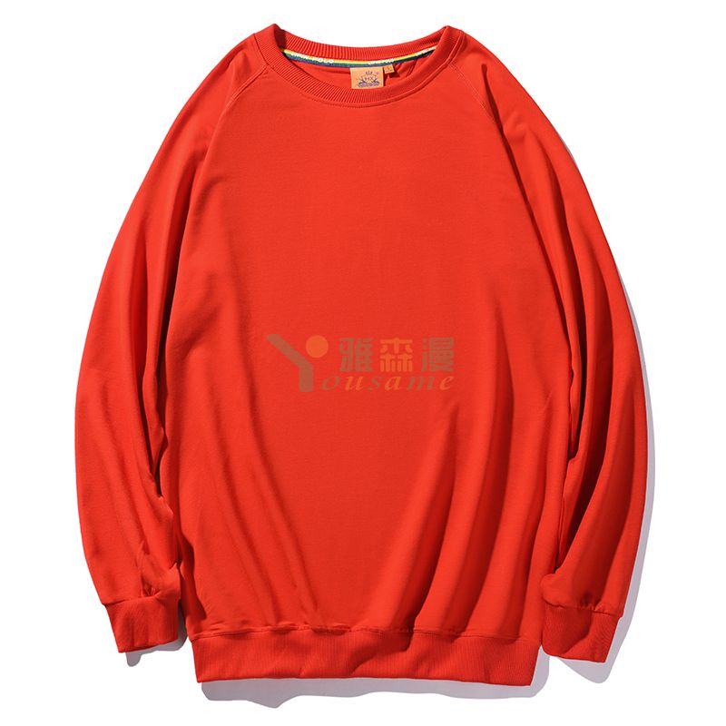 插肩斜纹彩虹圆领卫衣