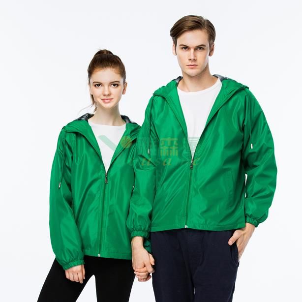 天丝绒连帽拉链风衣