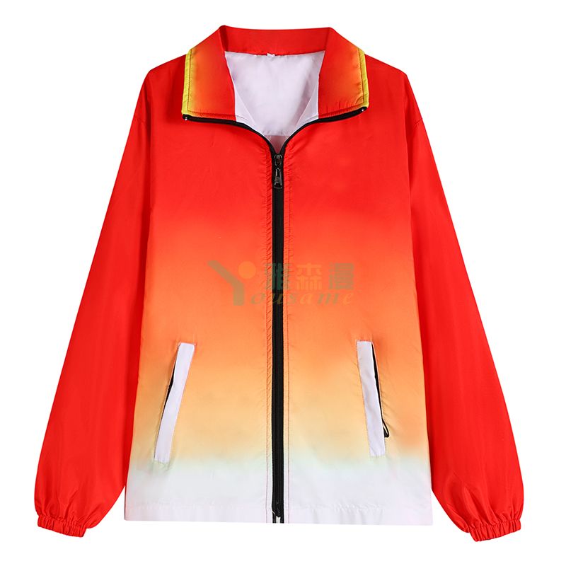 渐变拉链口袋复合风衣