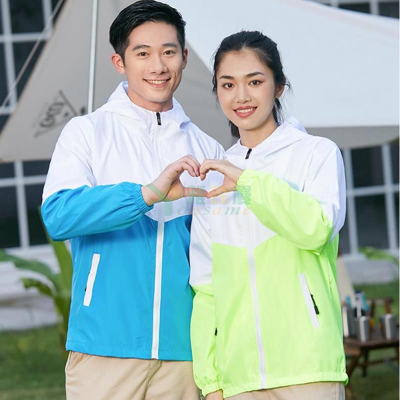 连帽拼色复合风衣