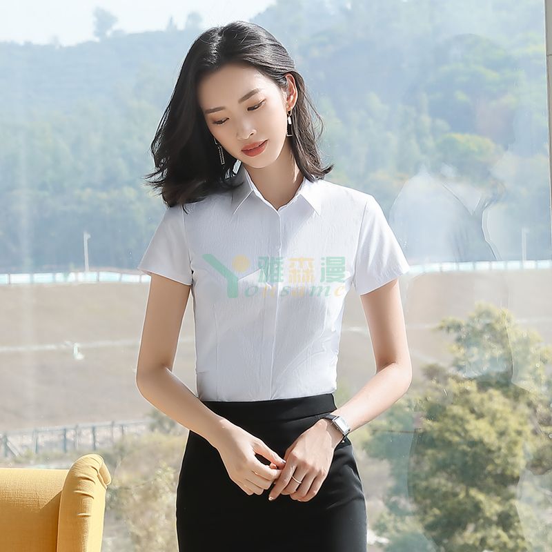 三连扣短袖衬衫（女）