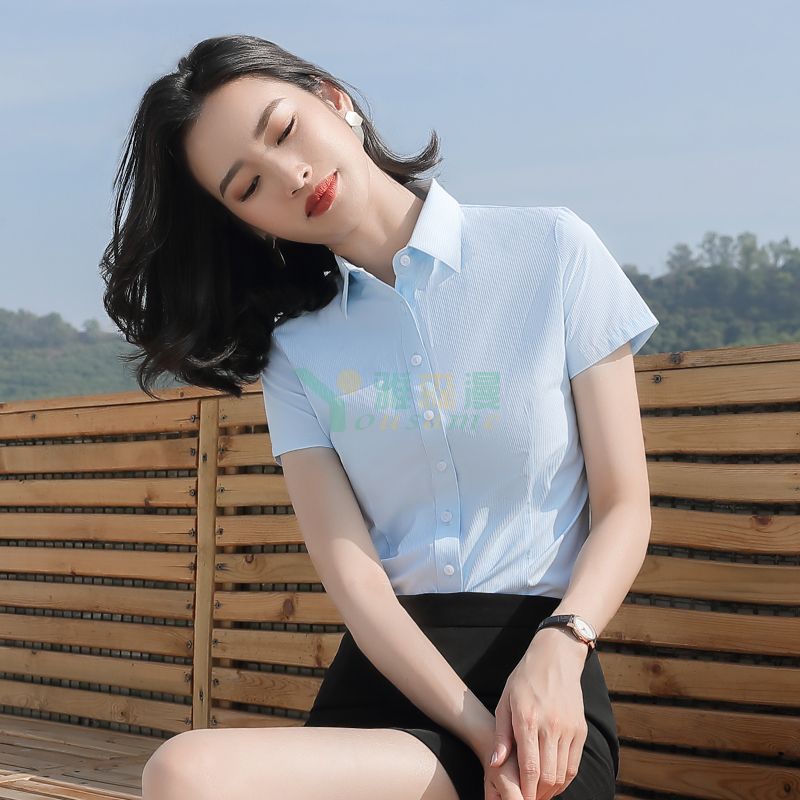 暗扣方领短袖衬衫（女）