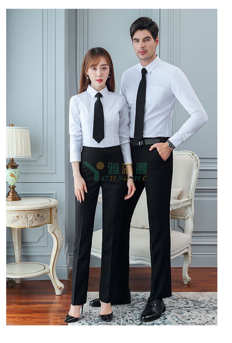 修身通勤细斜纹长袖衬衫（男+女）(图21)