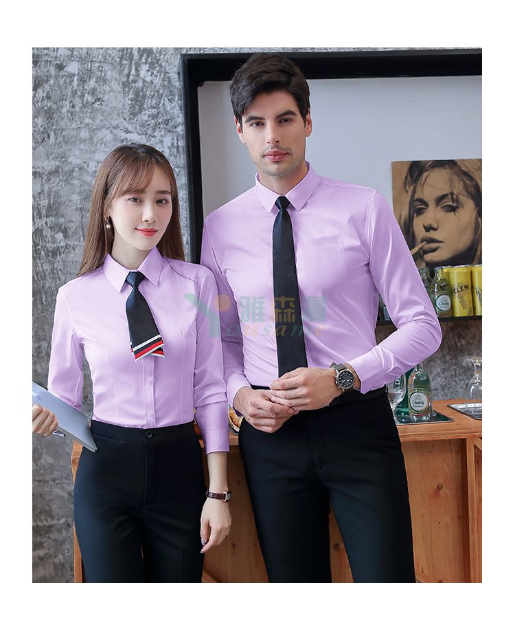 修身通勤细斜纹长袖衬衫（男+女）(图30)