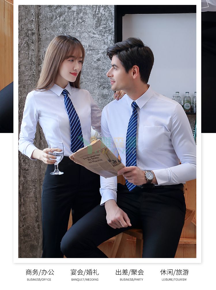 暗条纹长袖衬衫（男+女）(图2)