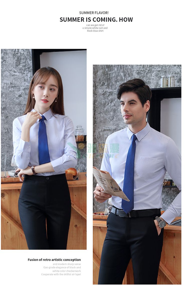 暗条纹长袖衬衫（男+女）(图16)