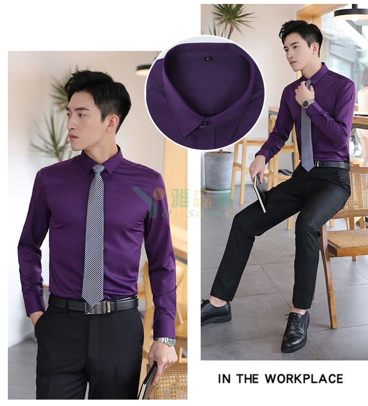 斜纹弹力长袖衬衫（男+女）(图14)