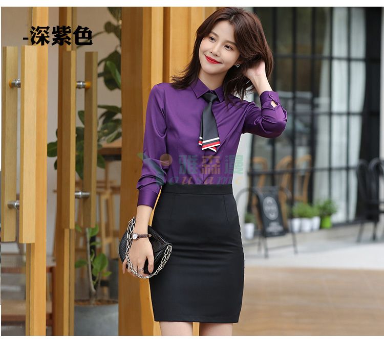 斜纹暗门襟长袖衬衫（女）(图12)