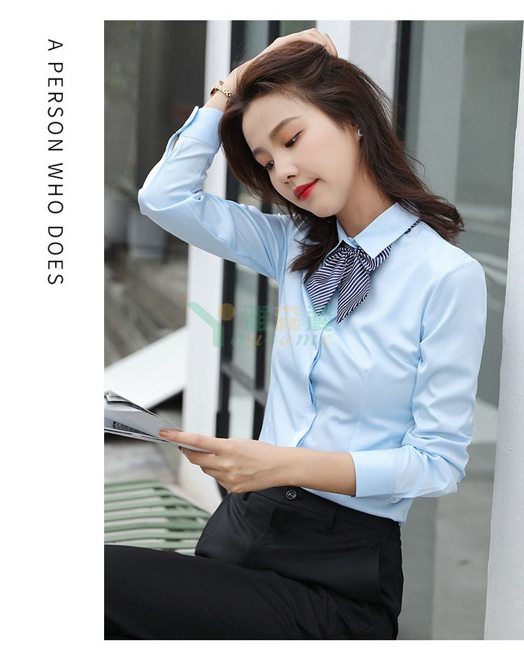 斜纹暗门襟长袖衬衫（女）(图9)