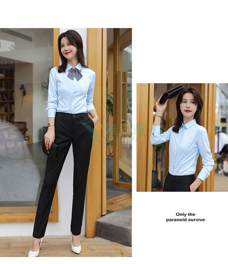 斜纹暗门襟长袖衬衫（女）(图11)