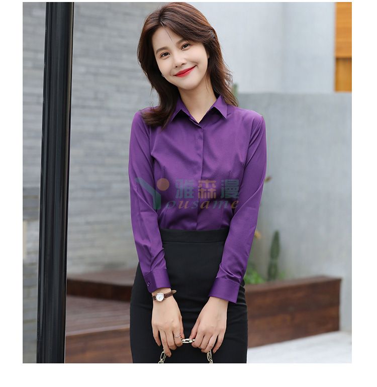 斜纹暗门襟长袖衬衫（女）(图13)