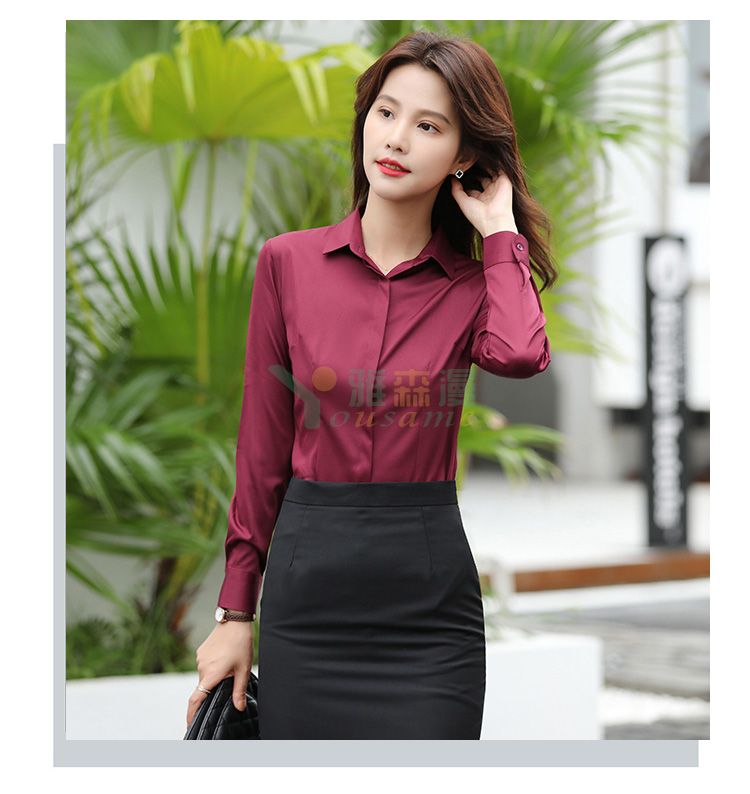 斜纹暗门襟长袖衬衫（女）(图16)