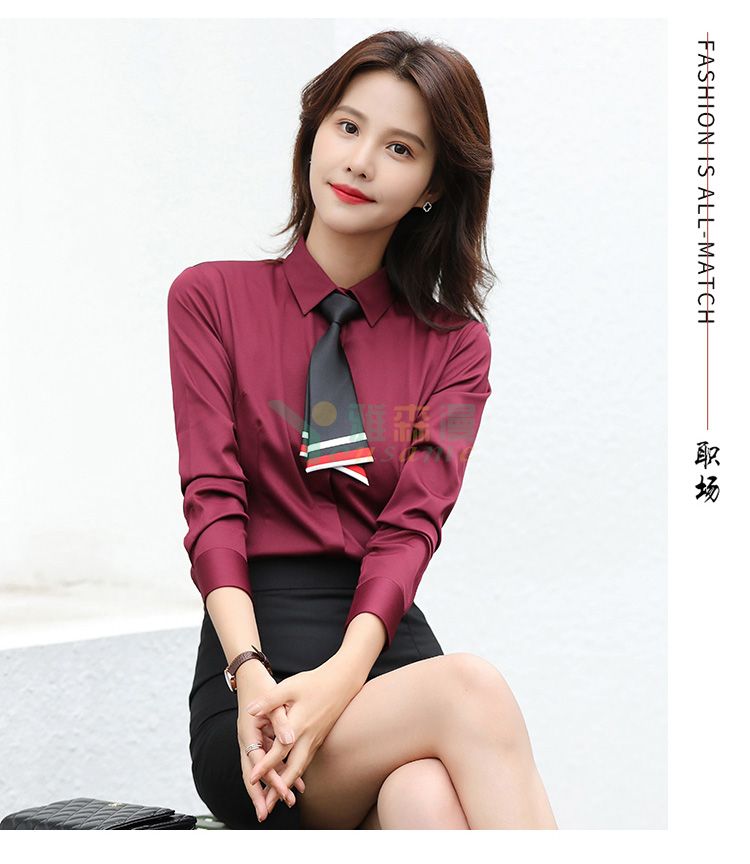 斜纹暗门襟长袖衬衫（女）(图17)