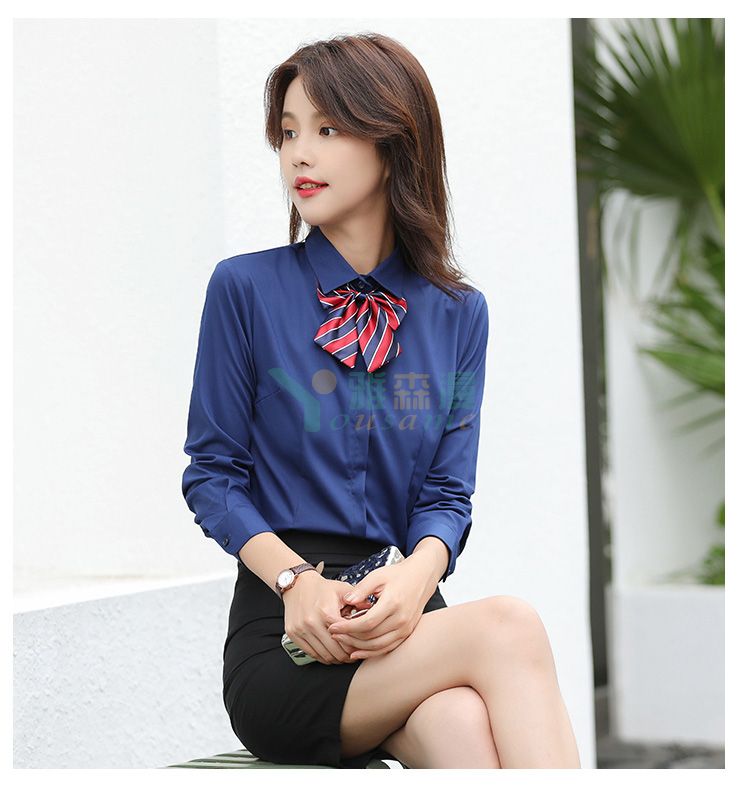 斜纹暗门襟长袖衬衫（女）(图23)