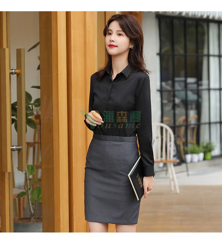 斜纹暗门襟长袖衬衫（女）(图21)