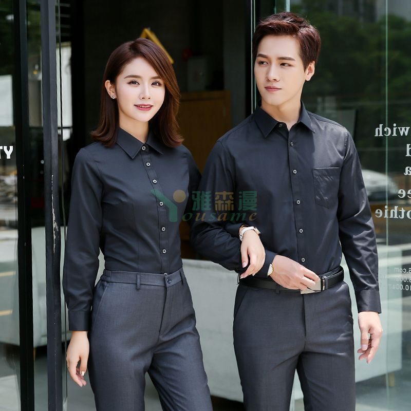 细斜纹长袖衬衫（男+女）(图9)