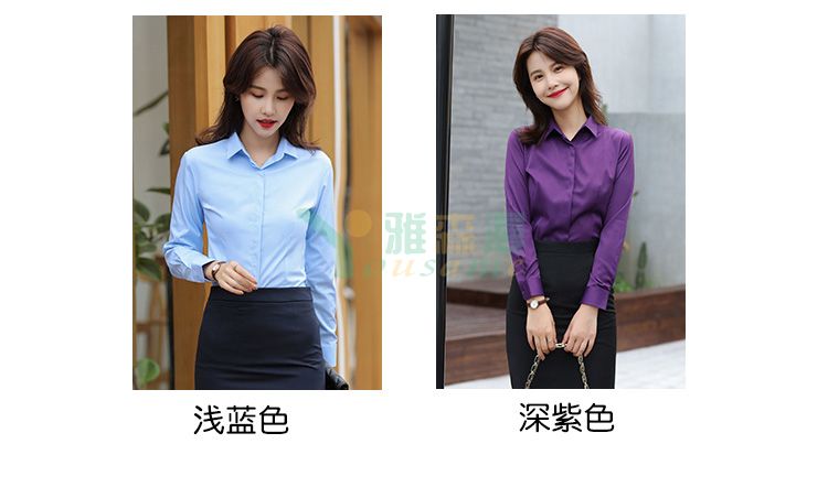 细斜纹商务长袖衬衫（女暗门襟）(图8)
