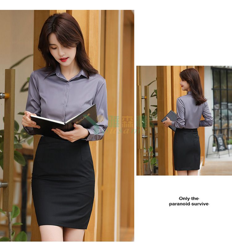 细斜纹商务长袖衬衫（女暗门襟）(图12)