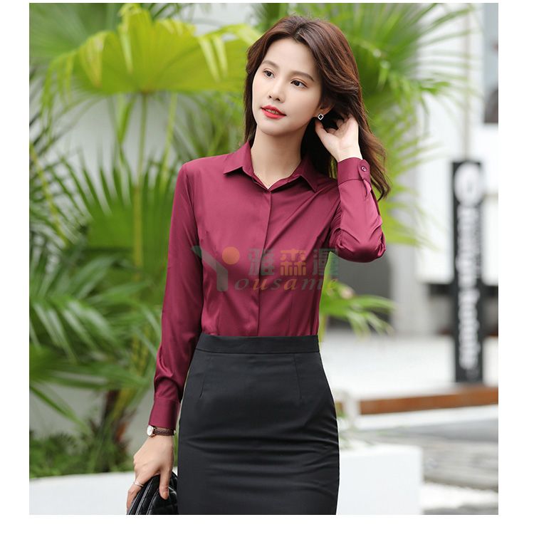 细斜纹商务长袖衬衫（女暗门襟）(图14)