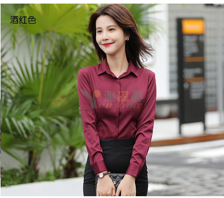 细斜纹商务长袖衬衫（女暗门襟）(图13)