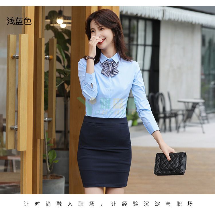 细斜纹商务长袖衬衫（女暗门襟）(图16)