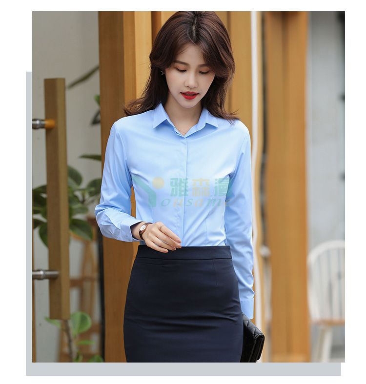 细斜纹商务长袖衬衫（女暗门襟）(图17)