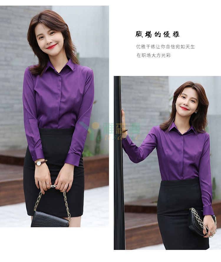 细斜纹商务长袖衬衫（女暗门襟）(图21)