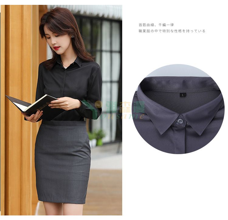 细斜纹商务长袖衬衫（女暗门襟）(图23)