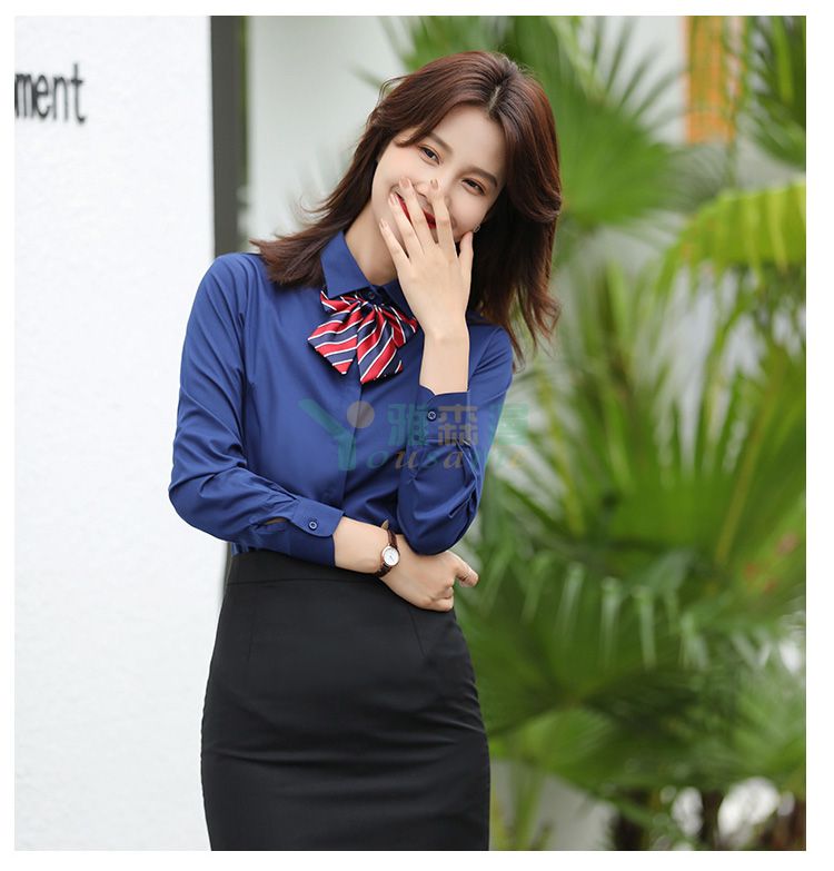 细斜纹商务长袖衬衫（女暗门襟）(图24)