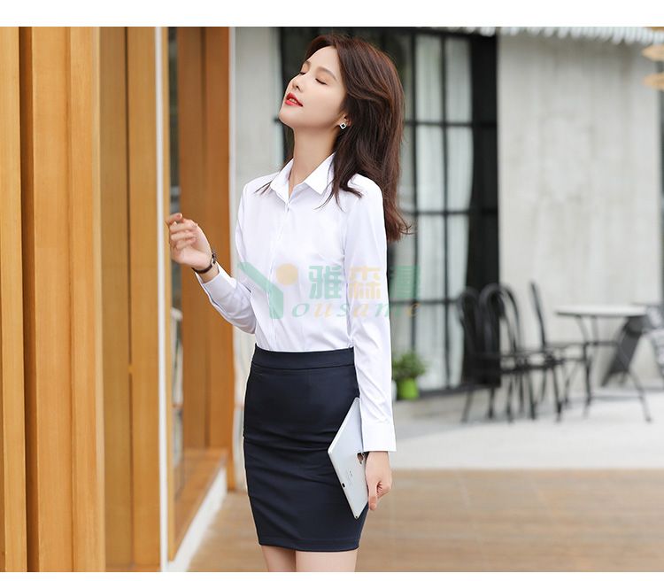 细斜纹商务长袖衬衫（女暗门襟）(图28)
