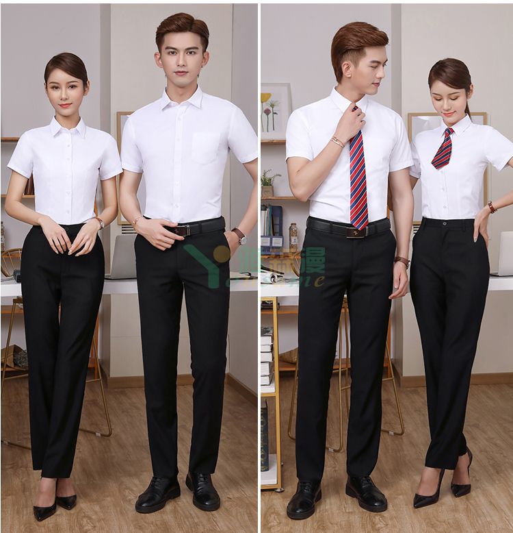 修身斜纹短袖衬衫（男+女）(图13)