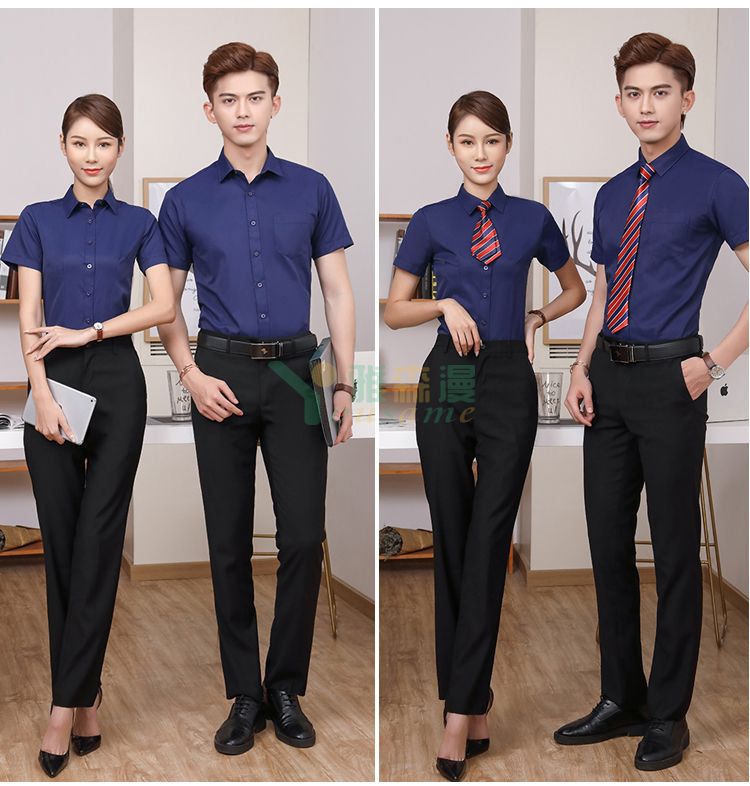 修身斜纹短袖衬衫（男+女）(图19)