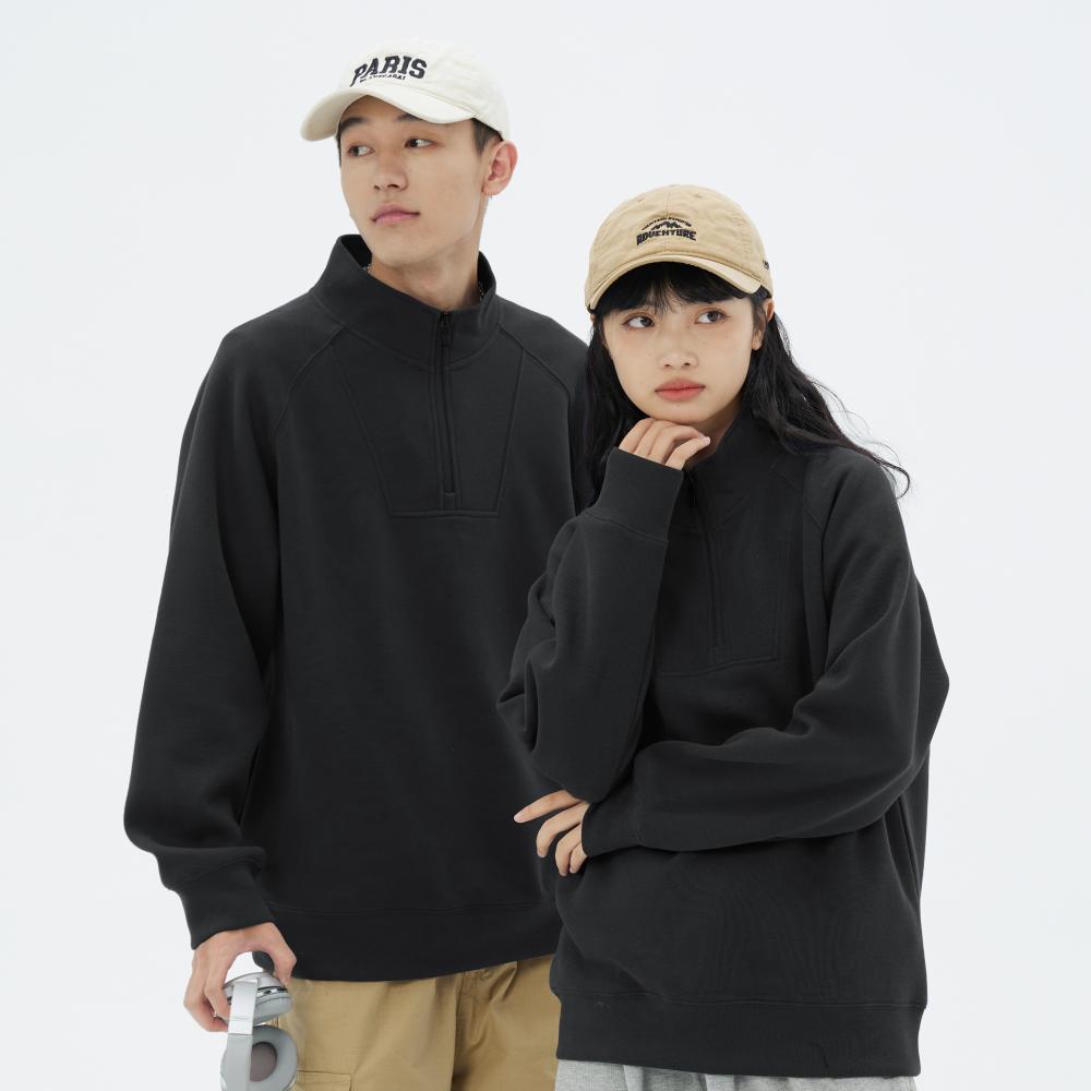 短门襟拉链纯色卫衣