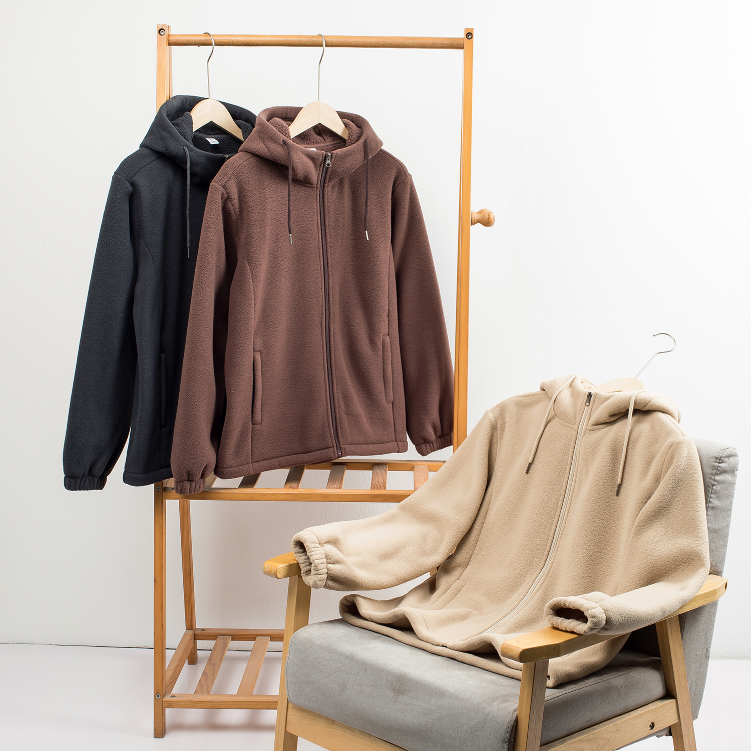 380克双面摇粒绒连帽拉链卫衣