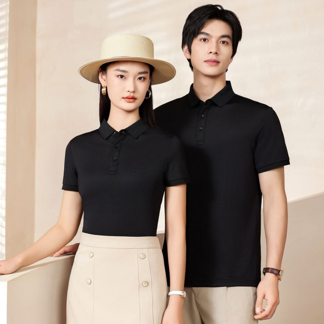 冰氧丝翻领Polo衫