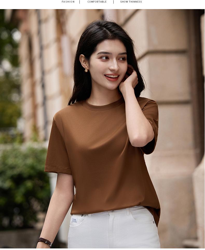 195g丝光双面天丝棉莱赛尔柔软凉爽圆领短袖T恤男女通款T2002详情模特图