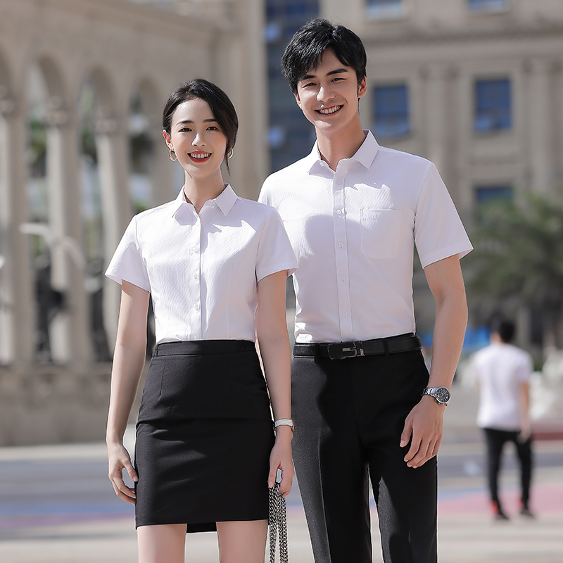 提花斜纹短袖衬衫（男+女）