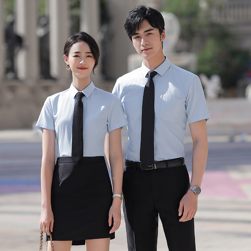 提花斜纹短袖衬衫（男+女）(图2)