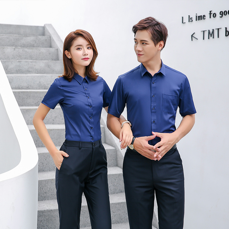 弹力棉商务短袖衬衫（男+女）(图6)