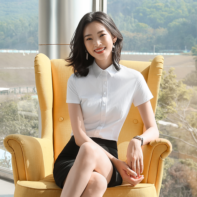 暗扣方领短袖衬衫（女）(图2)